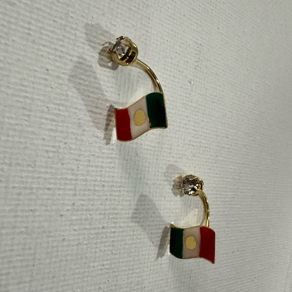Gold Plated Mexican Flag U-hoop  earring